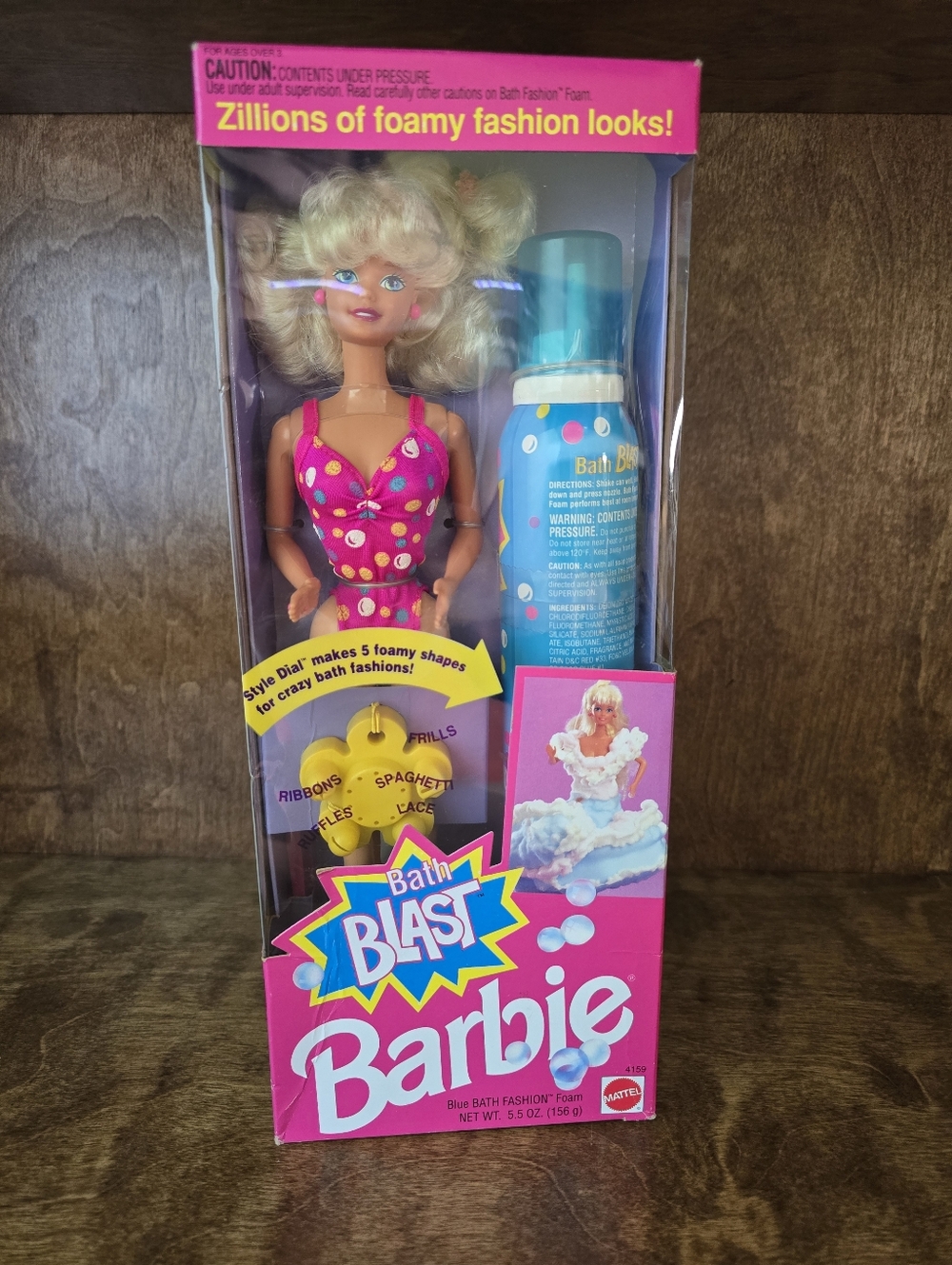 Vintage 1992 Mattel Bath Blast Barbie Doll Blonde #4159 Bath Fashion Foam NRFB